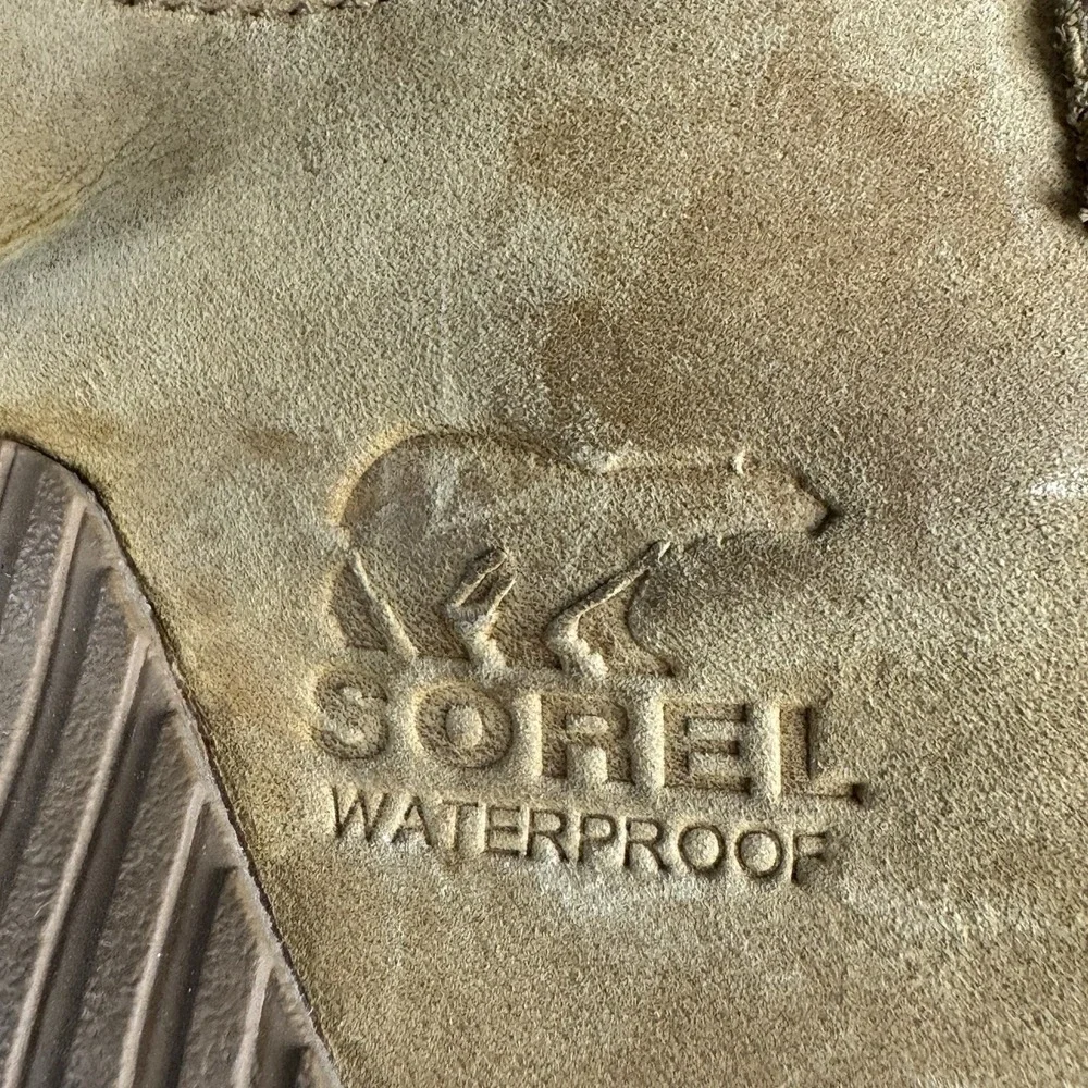 Sorel Boot Women Sz 8.5 Kinetic Short Lace Brown Leather Lace Up Waterproof Snow